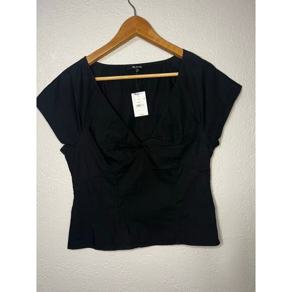 Madewell Twist-Front Seamed Top in Poplin Size 4 - Picture 1 of 6